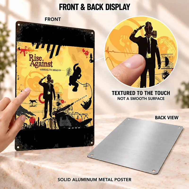 Rise Against Textured Metal Posters Aggressive Stage Design Home Office Wall Art Personalized Aluminum Sign Gift For Rock Fans