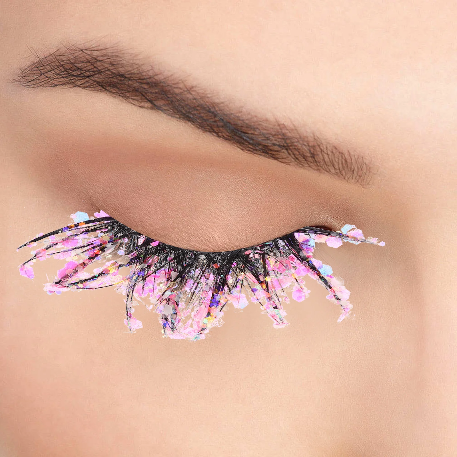 2Pairs Luminous Eyelashes 3D Glitter False Lashes Fluorescent Design Easy to Apply for Beginners Party Date Club Wear Decorative