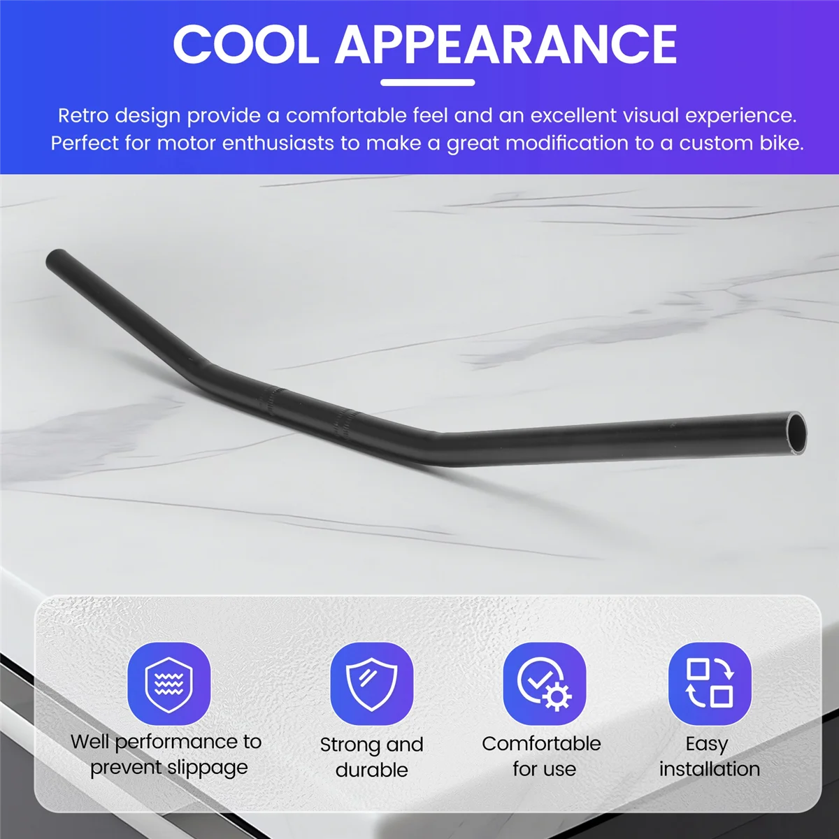 7/8-дюймовый руль мотоцикла 22 мм, черный прямой бар, Cafe Racer для Honda Kawasaki Yamaha Suzuki Chopper Bobber