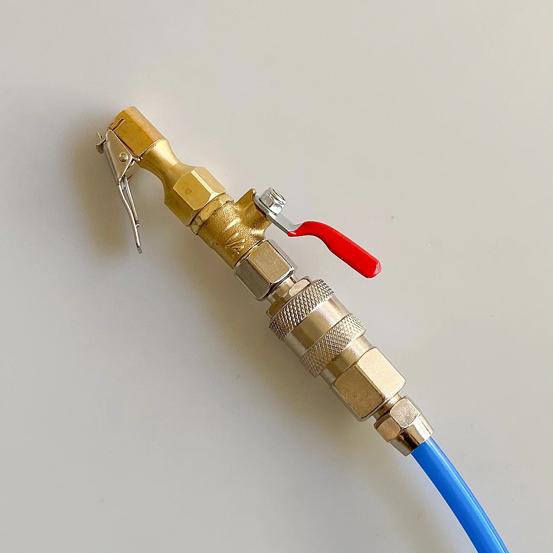 سيارة منفاخ لإطارات السيارة فوهة قفل على منفاخ الإطارات تشاك سريعة التضخم خرطوم محول مع صمام لضاغط الهواء الاتحاد الأوروبي C-نوع والولايات المتحدة #4