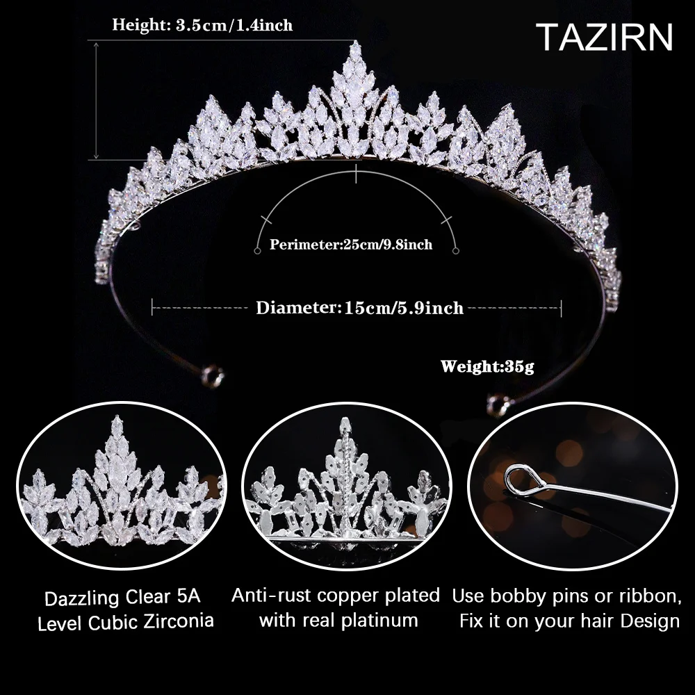 New 5A Zirconia Small Wedding Crowns and Tiaras for Women CZ Princess Girls Birthday Handmade Headdress Sweet 16 Headwear Gifts