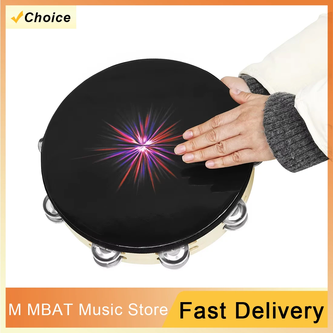 Tambor de palma, instrumentos de percusión de tambor de manivela de doble fila de Color de 10 pulgadas, instrumentos de iluminación adecuados para jugar