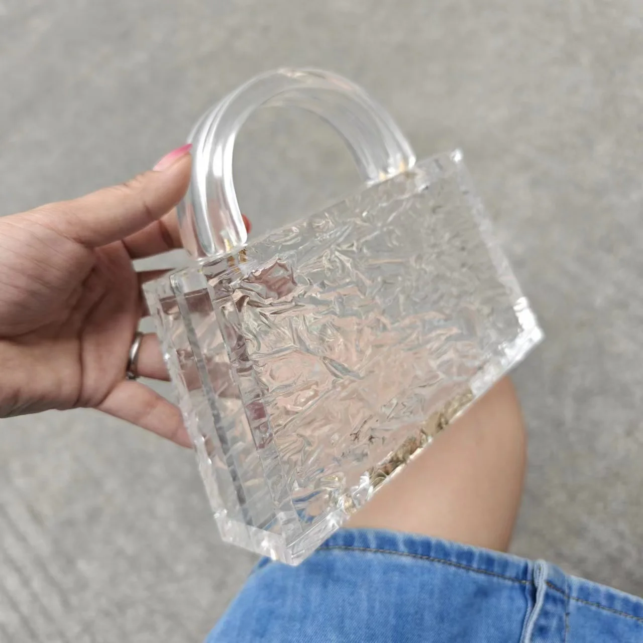 Clear Or Transparent Ice Acrylic Box Clutches Women Tote Party Chic Pro Pvc Plastic Evening Wedding Lady Beach Handbag And Purse