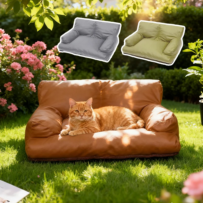

Premium Pet Sofa Bed Warm Comfortable Cat Dog Couch PU Leather Kennel Portable Resting Bed for Small Medium Dogs Cats Indoor