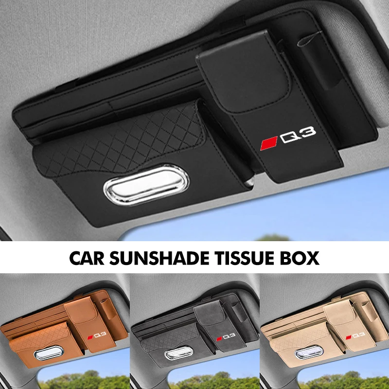 

Car Tissue Box Sunshade Multi-slot Card Holder Napkin Bag For Audi Quattro TT S3 S4 QS5 RS5 RS6 B6 B7 B8 Q7 Q3 A8 Q2 Q8
