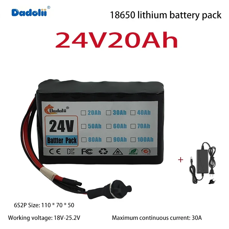 

24V20Ah lithium battery pack 6S2P new battery cells with BMS stable performance and long lifespan