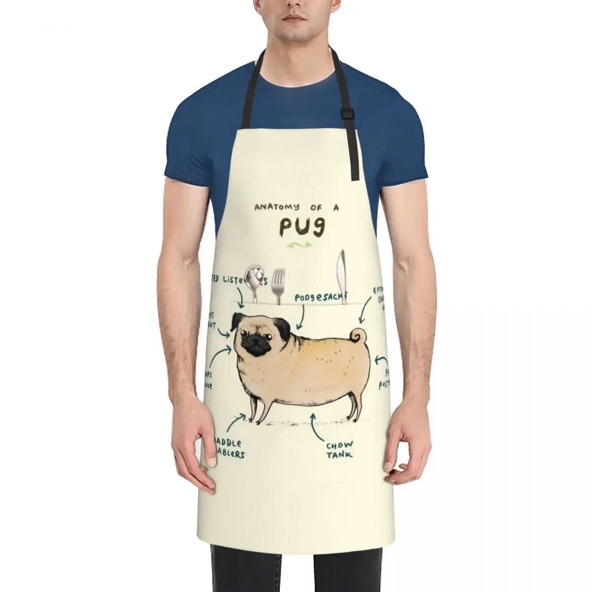 

Anatomy of a Pug Apron professional hairdressing Kitchen Things And For Home Korean man chef uniform Apron