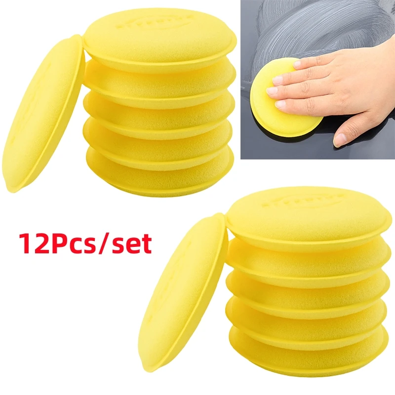 

12Pcs Car Waxing Polish Wax Foam Sponge High Density Applicator Pads Cleaning Sponge Auto Detail Washing Car Cleaning Tool