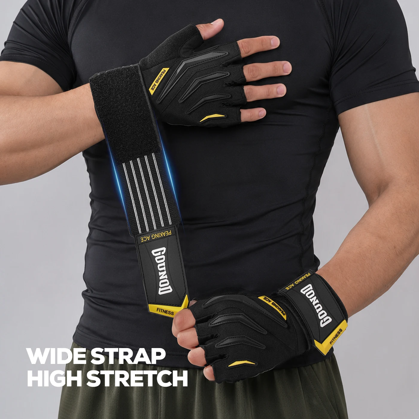 GOUNOD Gewichtheber-Handschuhe Silikon Anti-Rutsch-Material Krafttraining Dick Langlebig Modernes Design Fitness-Studio – Detail 5