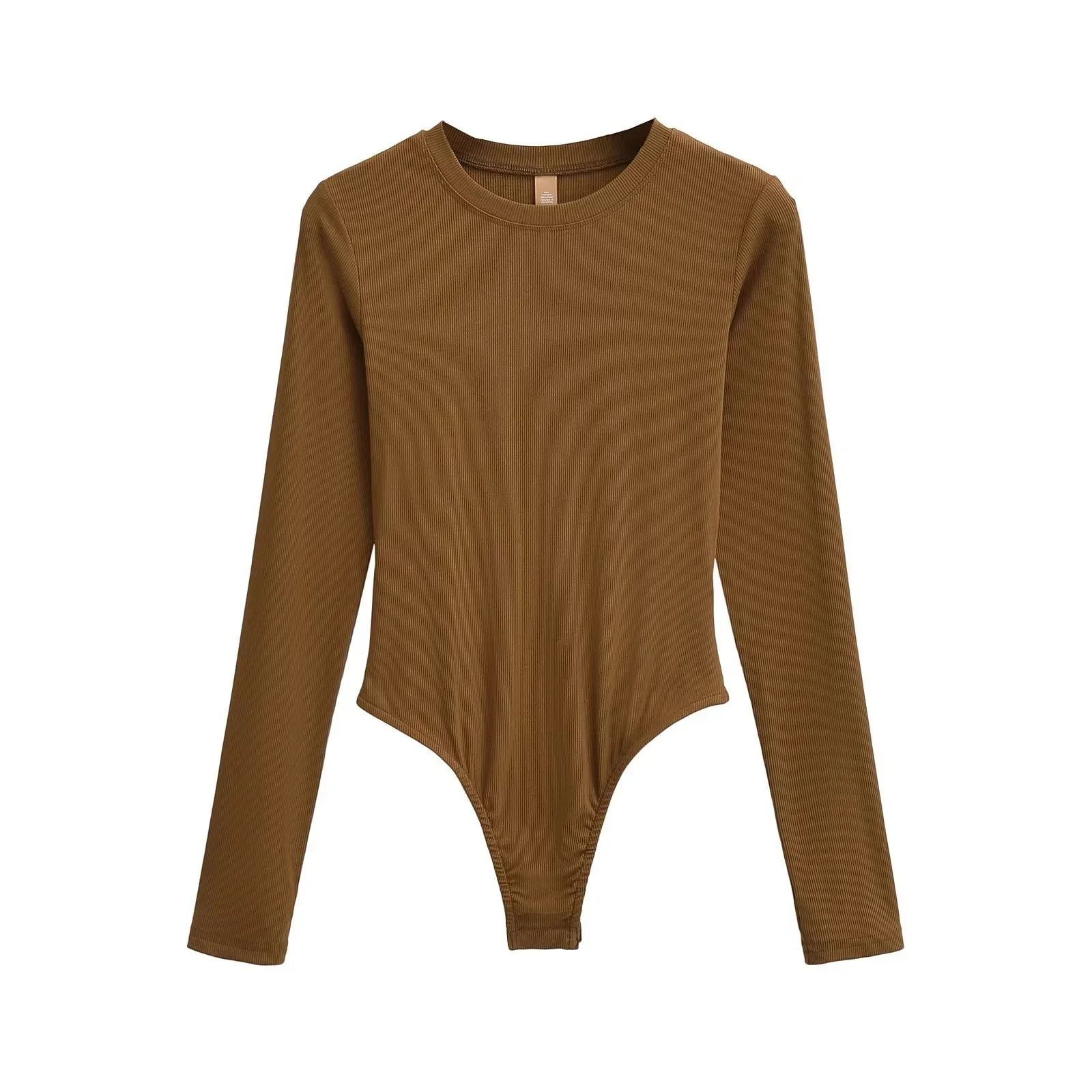 American Sle Hot Girl  Color round Ne Long Sve Elastic Ribbed Slim Fit Long Sve Onesie Women Base irt Autumn...