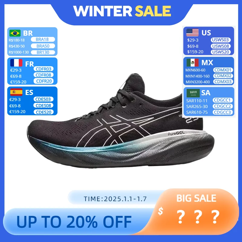 Original Asics Nimbus 25 Running Shoes Men Cushion Stability Asics Sports Shoes Unisex Sneakers Nimbus 25