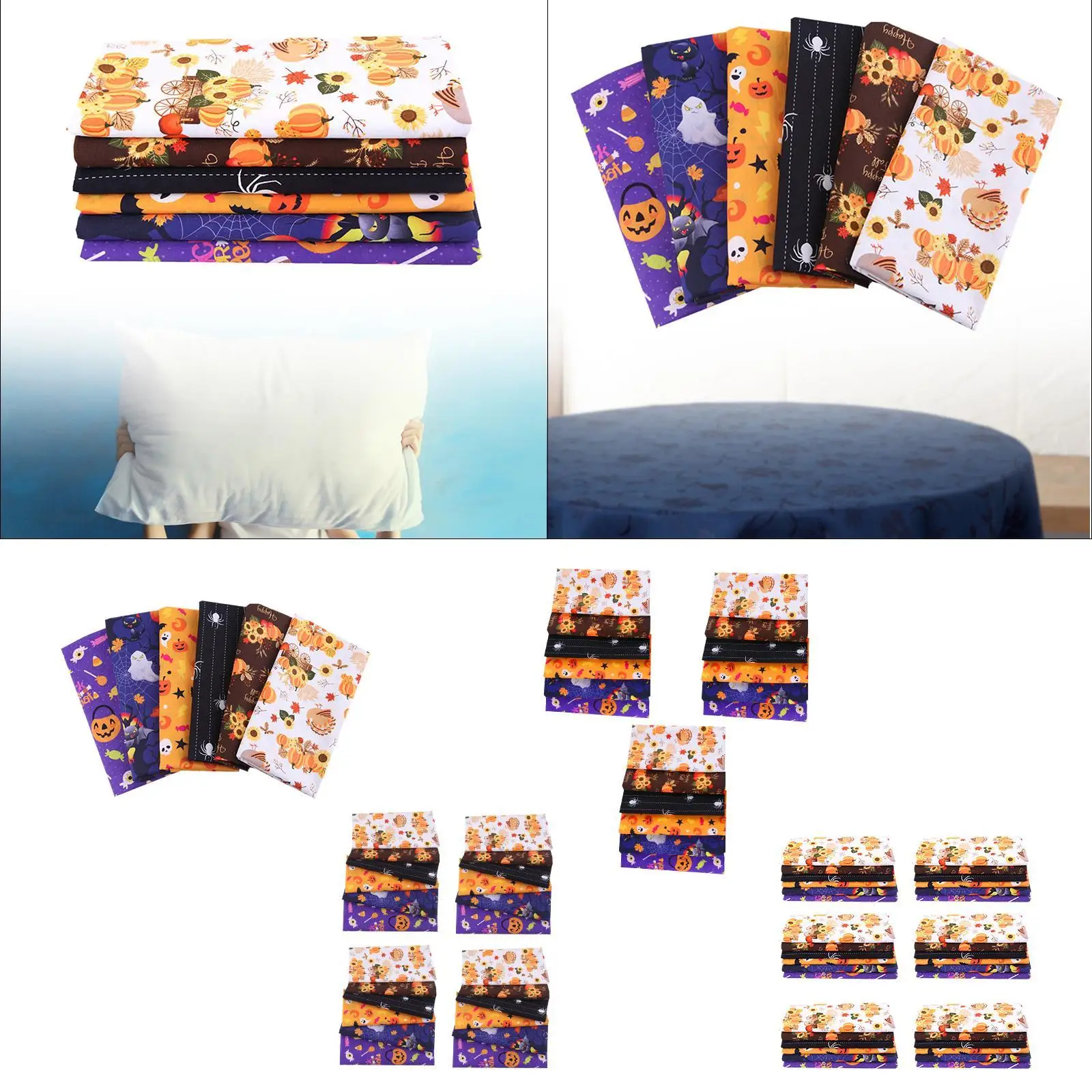 Halloween Cotton Fabrics Kit Sewing Cloth Quilting Costume Multiuse Crafting for