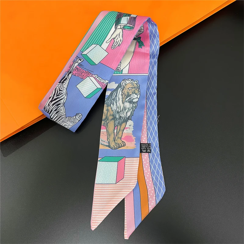 Summer New Small Ribbon Ladies Hair Accessories Scarf 2022 Designer Silk Long Narrow Silk Scarf Decorative Belt Lengthening Girl