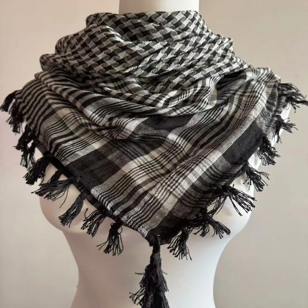 

New Large Size Arab Shemagh with Tassel Wrap Style Keffiyeh Scarf Desert Scarf Costume Events