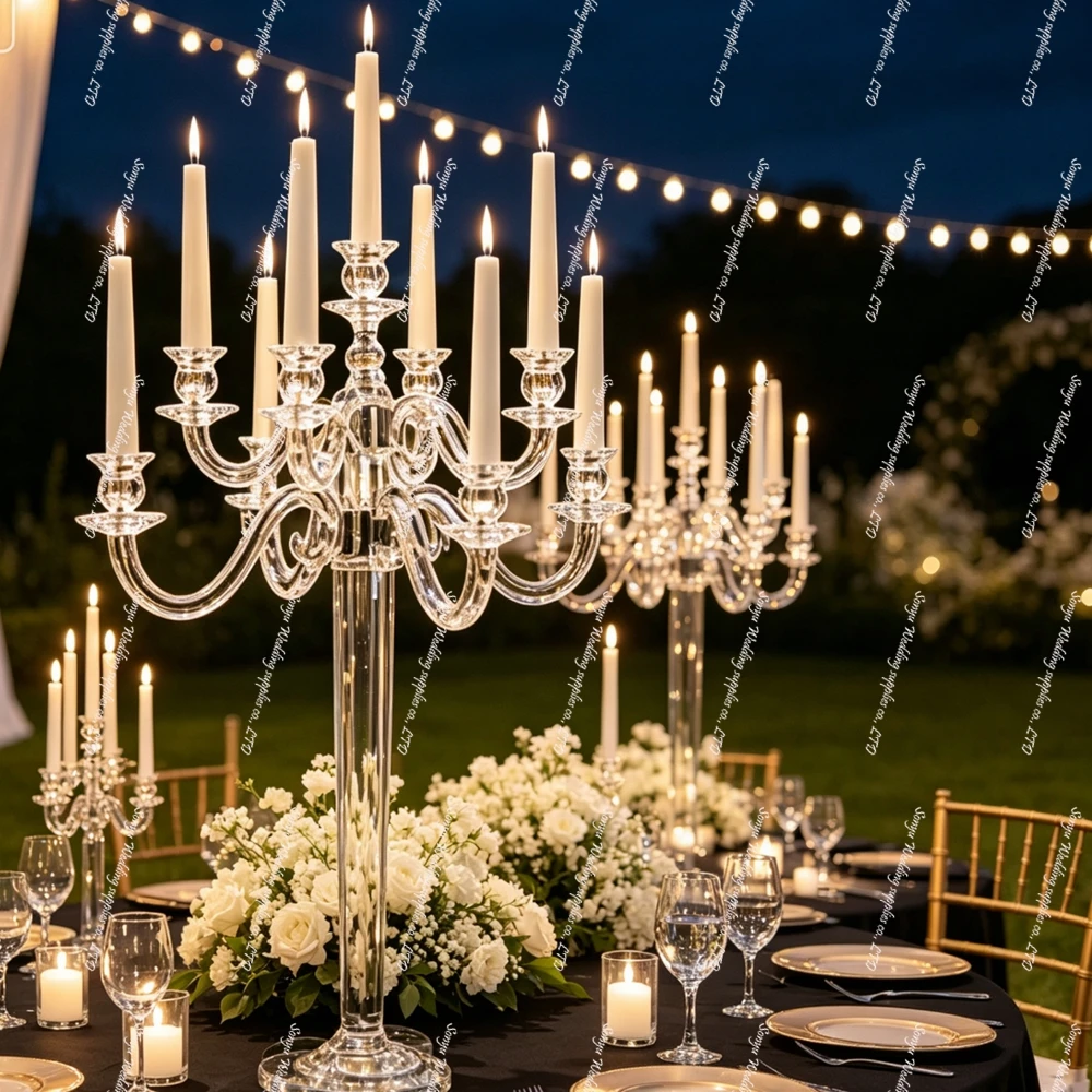 5pcs/10pcs  85-120cm Acrylic not Crystal Trumpet Vase Stand Slim Waist Flower Centerpiece for Wedding Events
