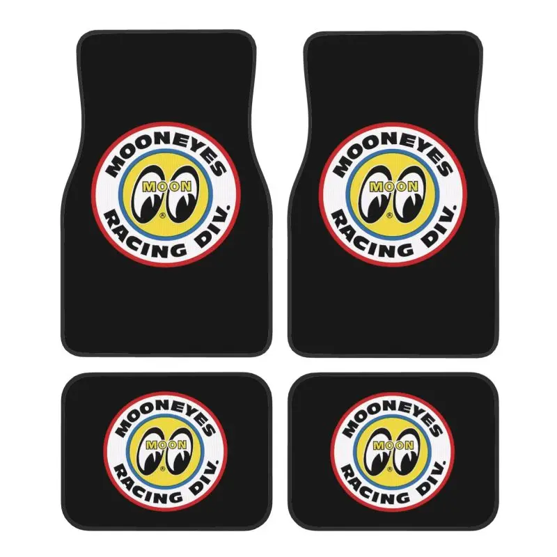JDM Moon Eyess Racing Floor Mats of 4 Pcs Car Front and Rear Foot Mats Universal with Rubber Backing Car Accessories Decor