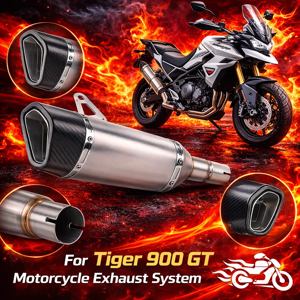 

Motorcycle Exhausts Tiger 900 2020 2021 2022 2023 2024 2025 Mid Link Pipe Tube Muffler Slip On DB Killer Racing System NLKHANM