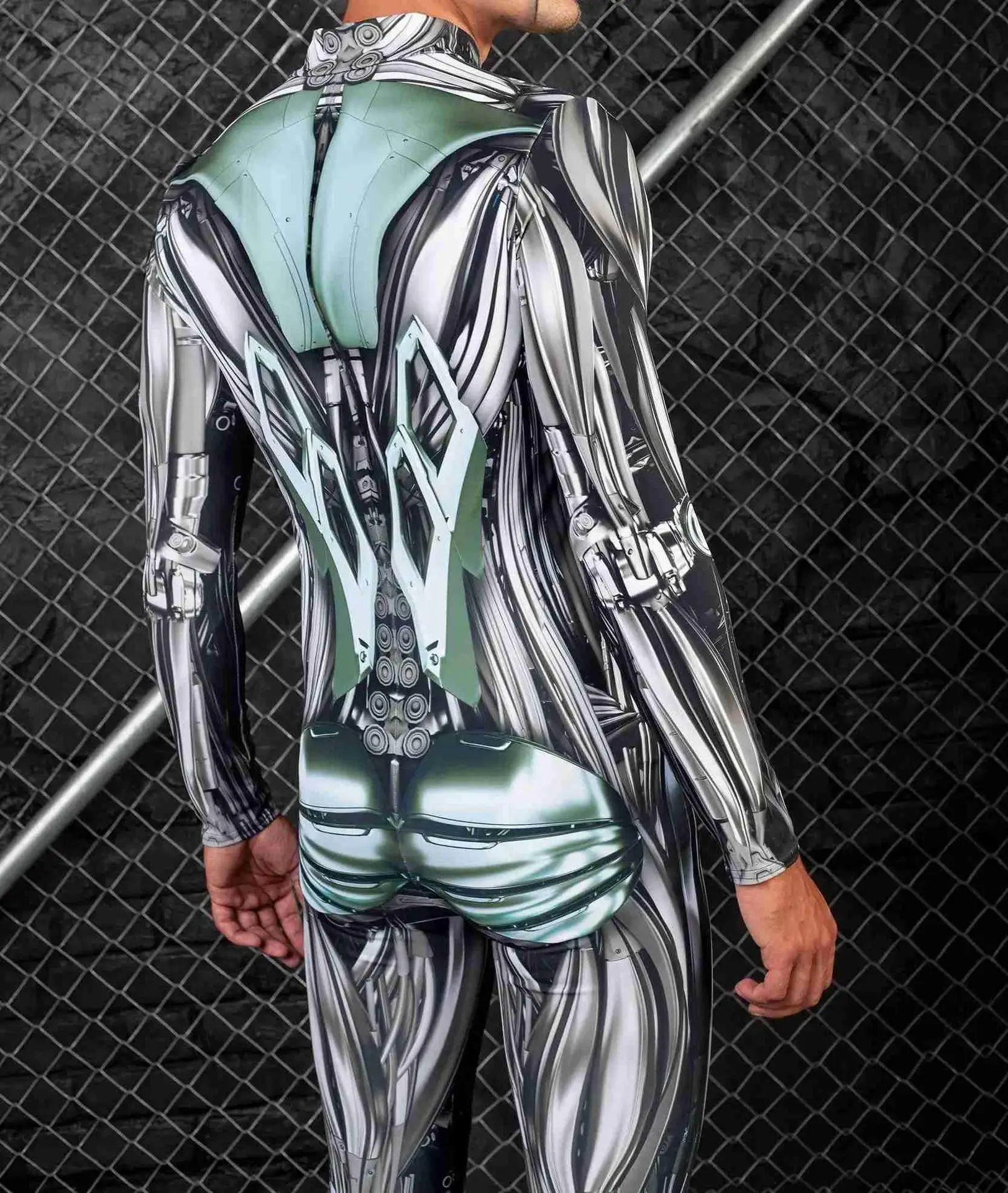 Bunter Mechanischer Muskel-Schädel-Bodysuit, Strumpfhose für Männer, Cosplay-Kostüm, Zentai, Performance, Party, Festival, Radsport-Jumpsuit, Kleidung – Detail 4