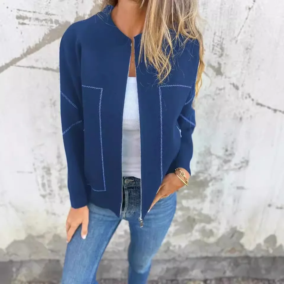 Ladies' Casual Versatile Zipper Pocket Jacket Jacket