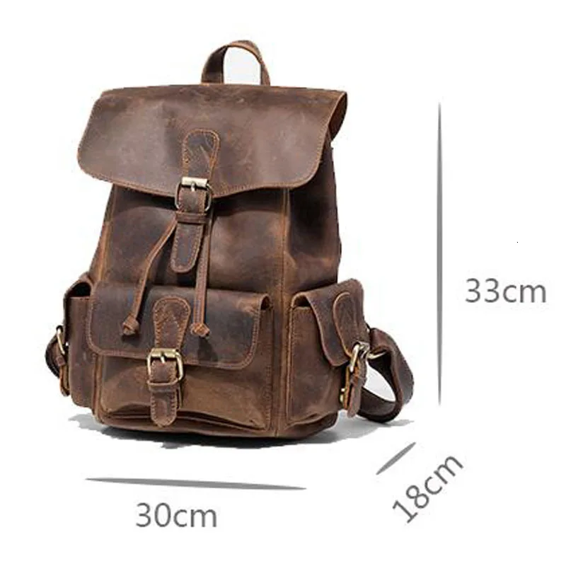 Crazy Horse Leather Shoulder Bag Retro Handmade Ladies Backpack Shoulder Diagonal Travel College School Bags For Teenage Girls