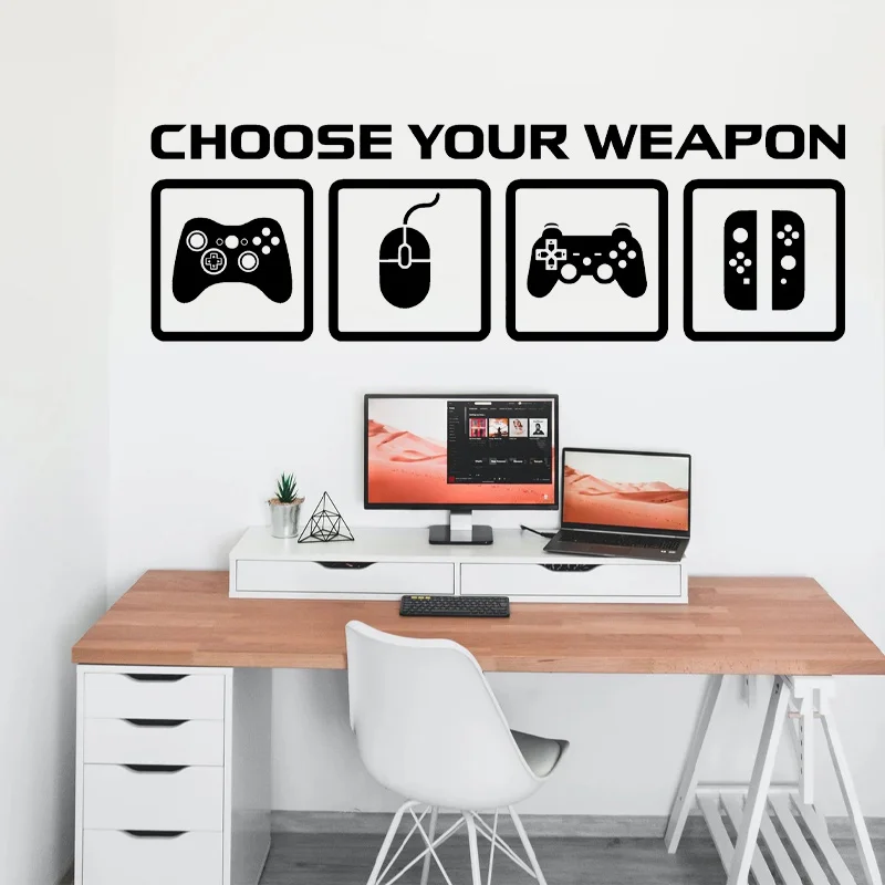 Video Game Decor Wall Decal  Choose Your Weapon Game Controllers  Gamer Wallpaper Sticker Bithday Gift For Boy 2261