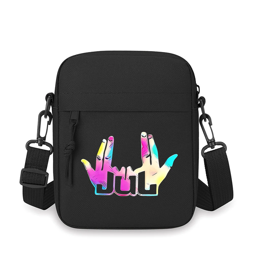 

Hands forming 'JUL' symbol colorful Men Crossbody Bag Single Shoulder Women Cartoon Anime Film Printing Design Unisex