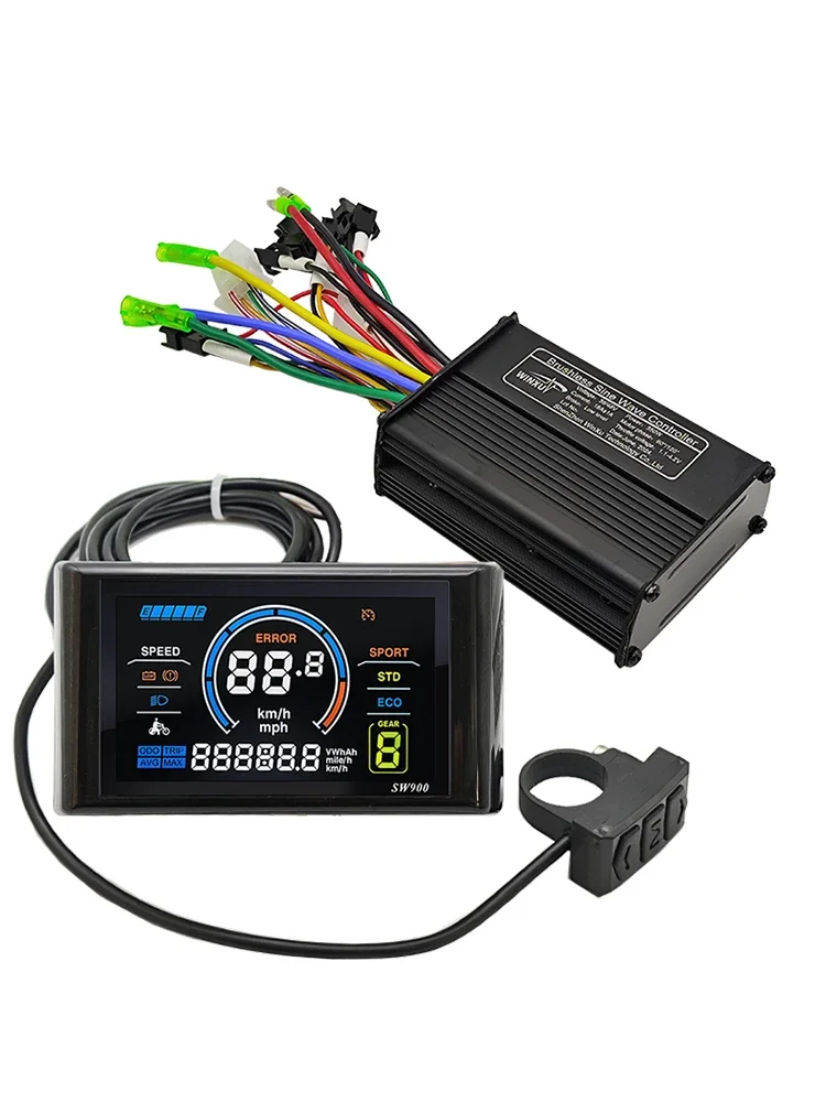 36V 48V 350W 18A E-bike Brushless Motor FOC Sine Wave Controller SW900 Colour LCD Display Set for Electric Bike Scooter Repair