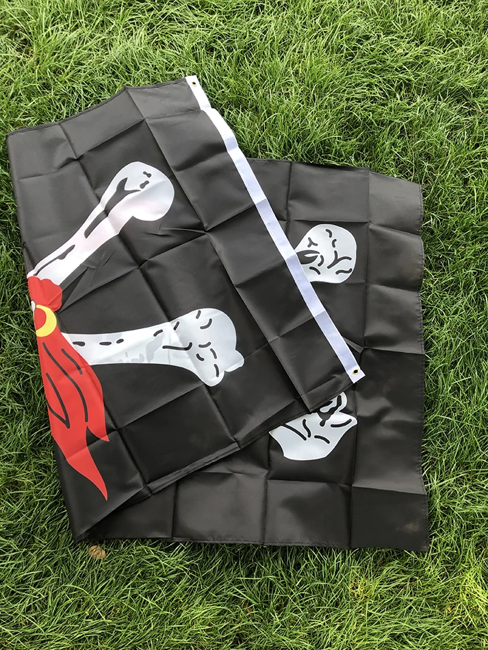 Bandera Sky Jolly Roger calavera y huesos poliéster decoración