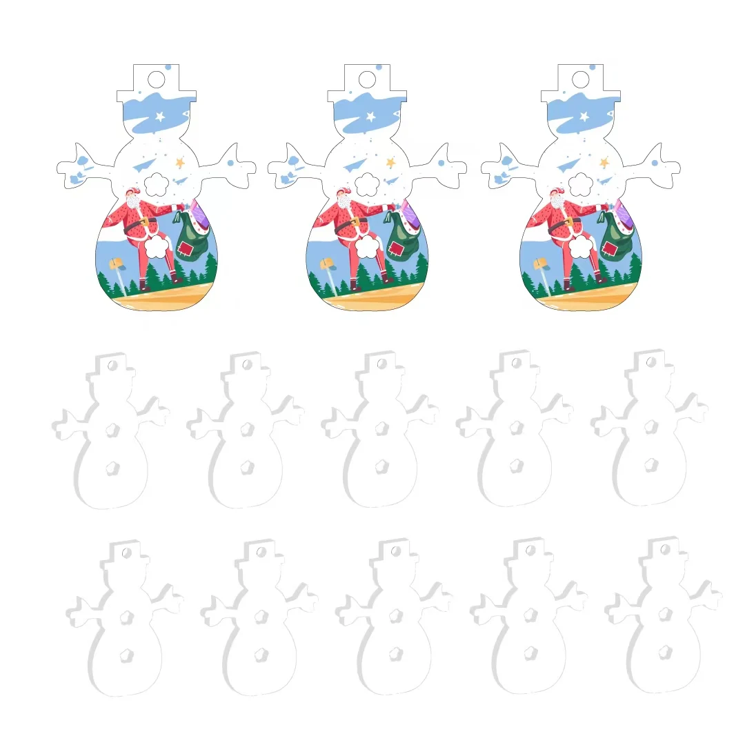 3.7inX3in, 50PCS Clear Blank Acrylic Christmas Ornaments DIY Painting, Snowman Acrylic Christmas Ornaments, for Christmas Tree D