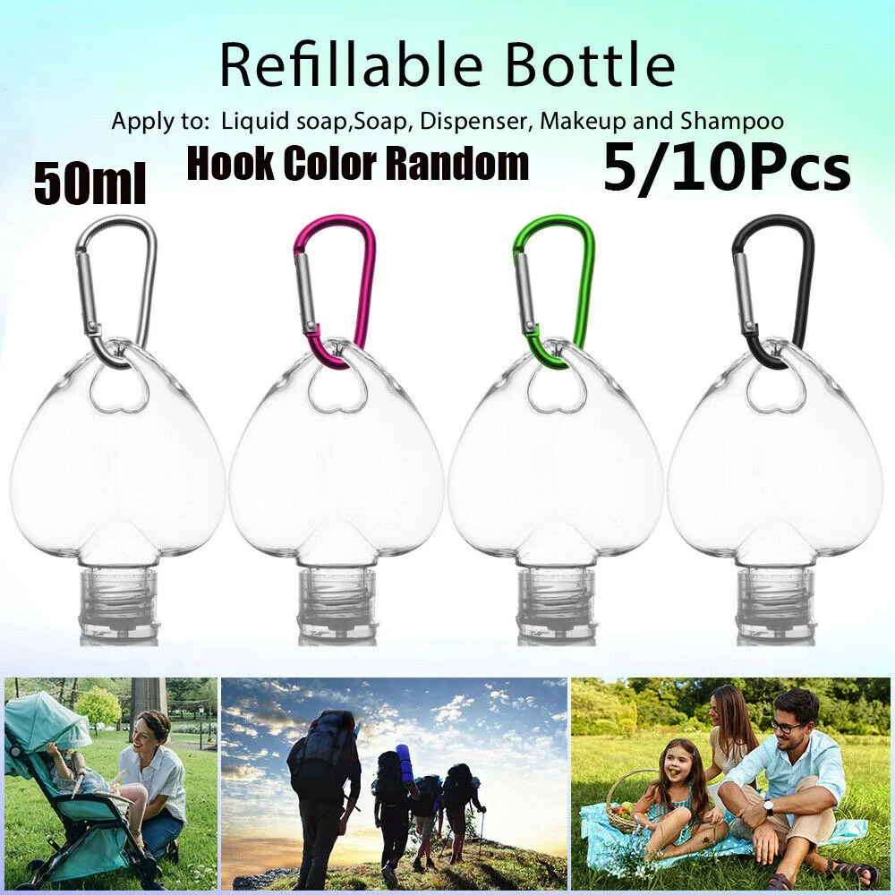 

Дорожный высококачественный пустой флакон в форме сердца с кольцом для ключей, для жидкого мыла, косметики, многоразовый, с распылителем