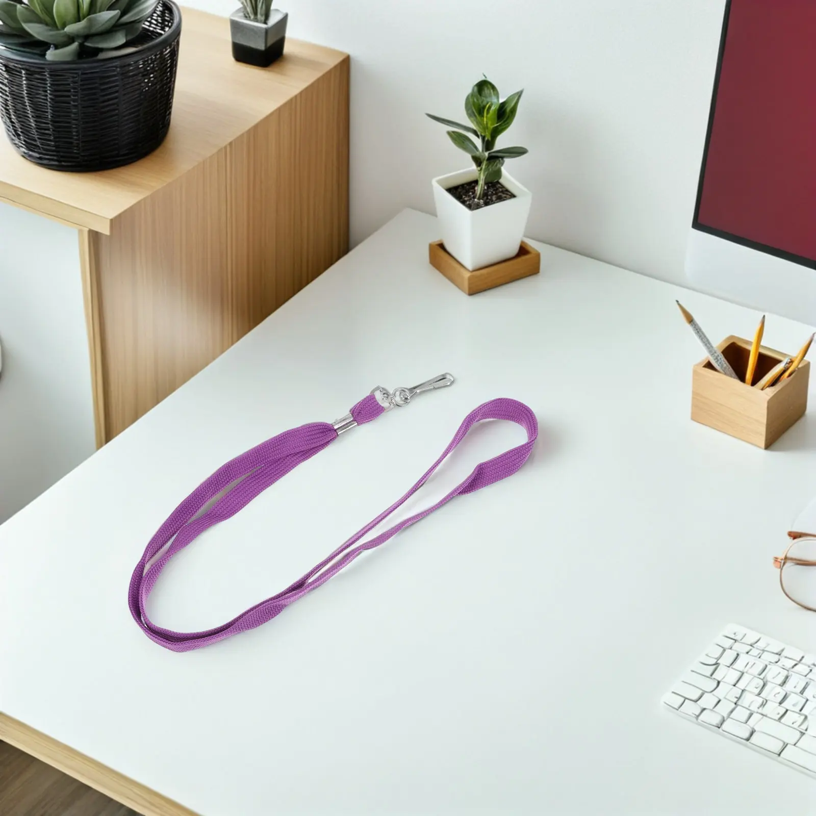 50Pcs Work Badge Lanyard Flat Design Secure Swivel Hook Id Card Strap Office School Visitor Name Badge Clip Neck Strap