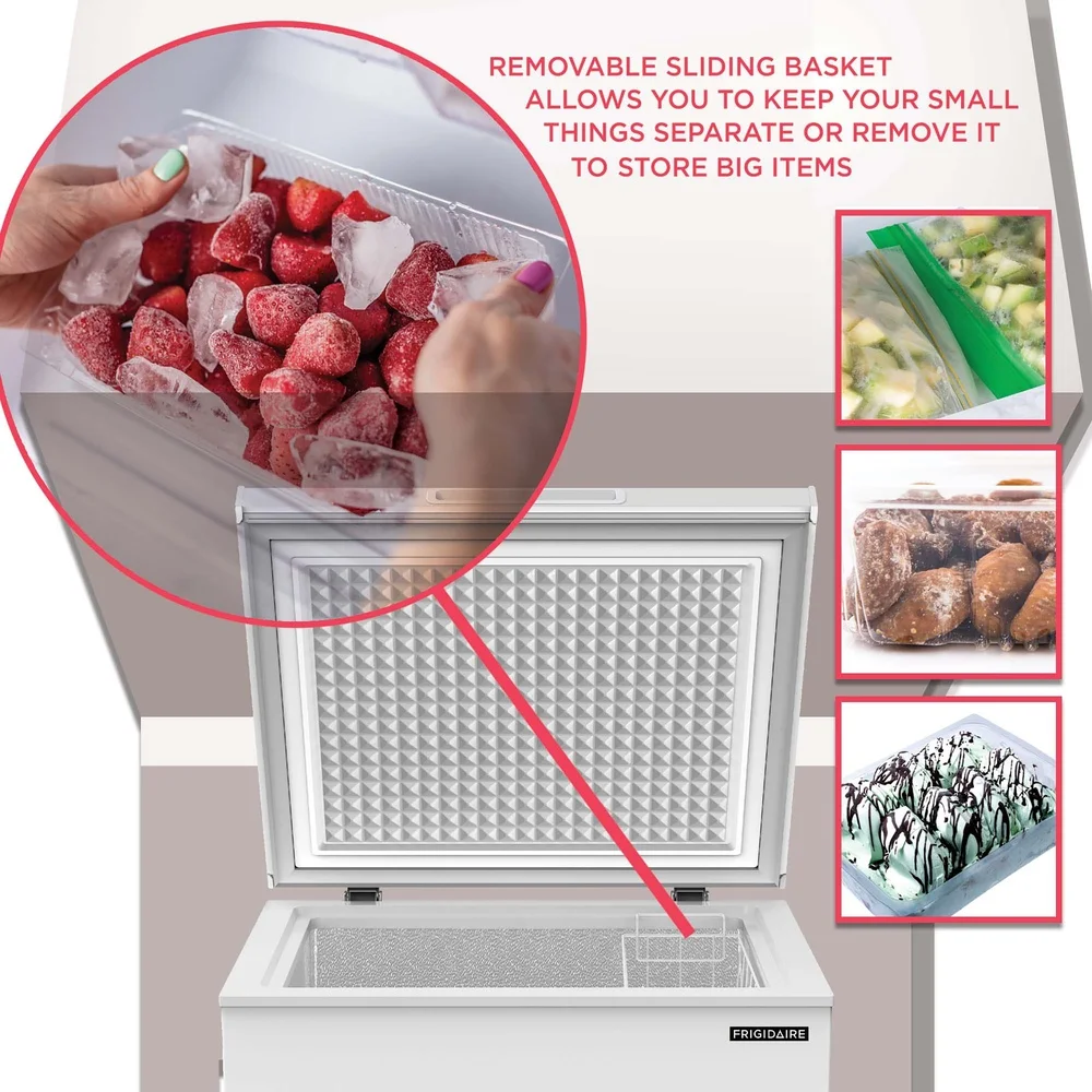 7.0 Cu Ft Chest Freezer 수동 제상 외부 온도 제어 전원 표시 등 상단 개방형 보관 솔루션