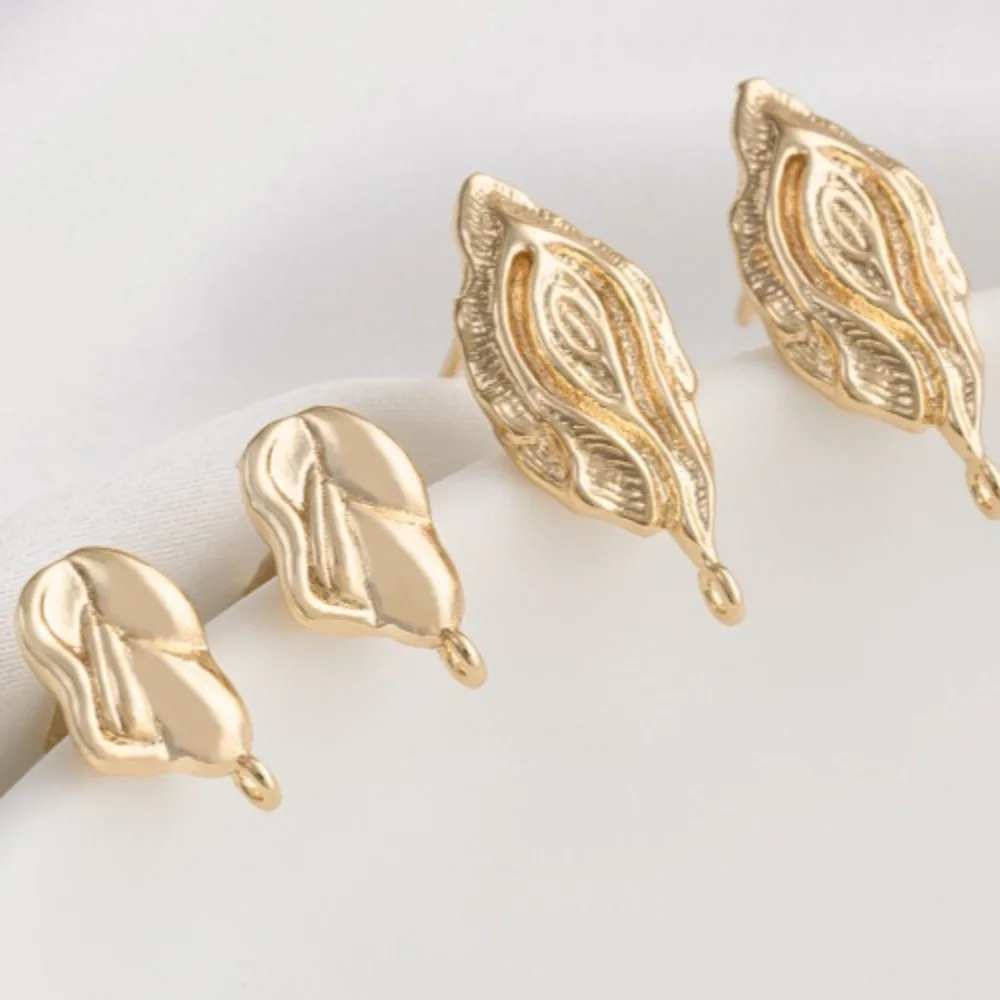 

Copper 14K Gold Color Irregular Leaf Shape with Hanging Rings DIY Earrings Handmade Material Earrings Jewelry Accessories