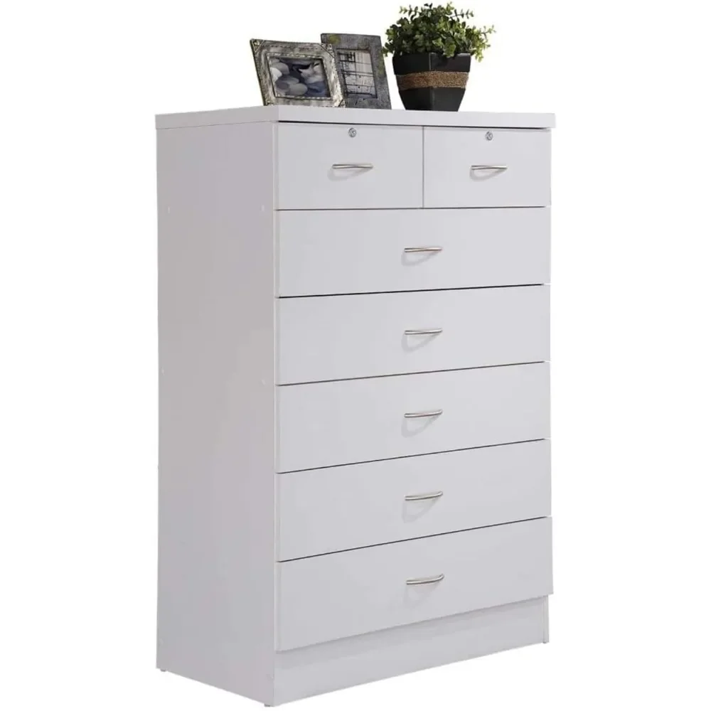 Storage Organization Unit for Clothing Dresser for Bedroom Set With 2 Locks on the Top Drawers Vanity Dressing Table With Mirror