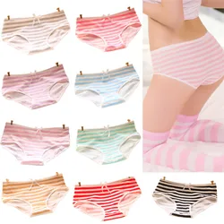 Lovely Cute Sexy Underwear Cotton Briefs Panties Stripes Bowknot Tanga Women Panties High Quality