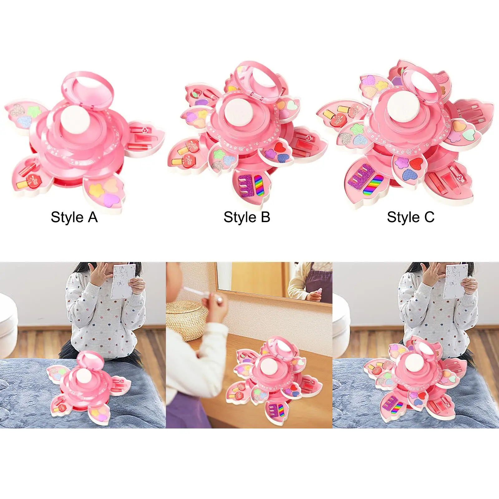 مجموعة مكياج للأطفال يلعبون الأميرة مستحضرات تجميل حقيقية مع حقيبة مستحضرات تجميل قابلة للغسل للأعمار من 3 سنوات فما فوق للمبتدئين والبنات هدايا الحفلات #4