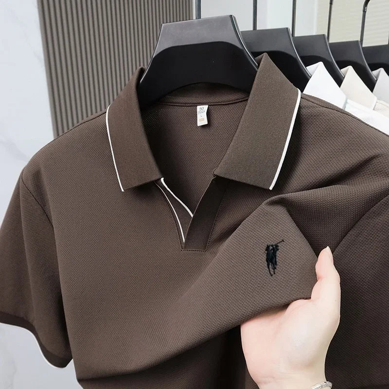 2026 Neues Modisches Polo-Shirt für Herren mit Pony-Stickerei, Kurzarm, Hautfreundlich, Atmungsaktiv, Business-Casual T-Shirt Top