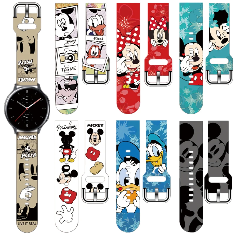 Disney Mickey Minnie Silicone strap For Samsung Galaxy watch 4/classic/46mm/Active 2/Gear S3/bracelet Huawei GT 2/3 Pro band