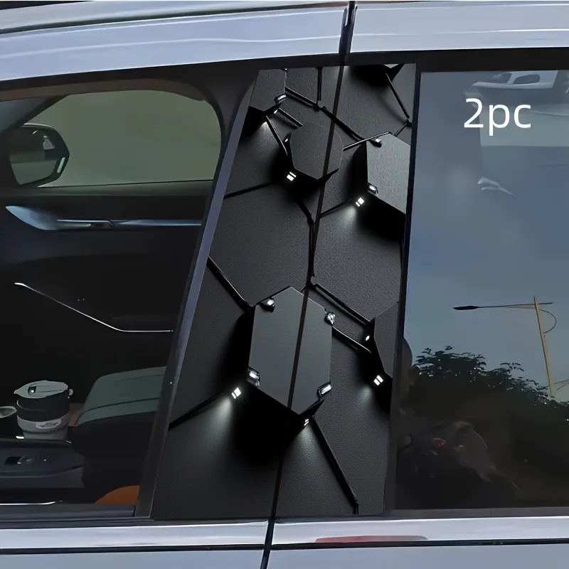 

2 pieces of fashionable 3D cool and fun car stickers, unique and creative B-pillar protective film, future honeycomb matrix