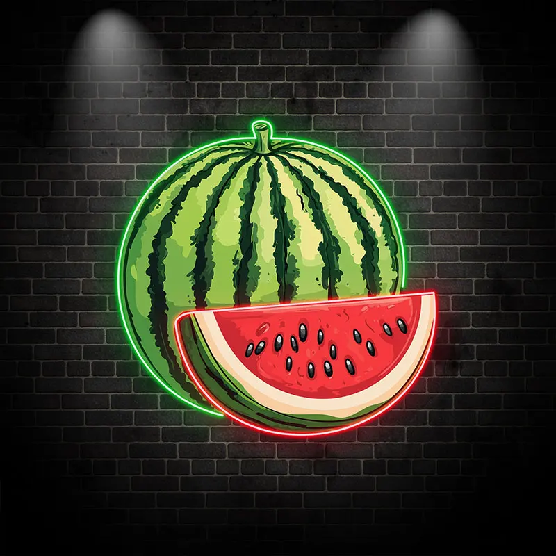 Watermelon Neon LED Sign - Bright and Fun Fruit Shaped Wall Light for Home Decor, Kids Room, Bar & Summer Swimming Pool Party