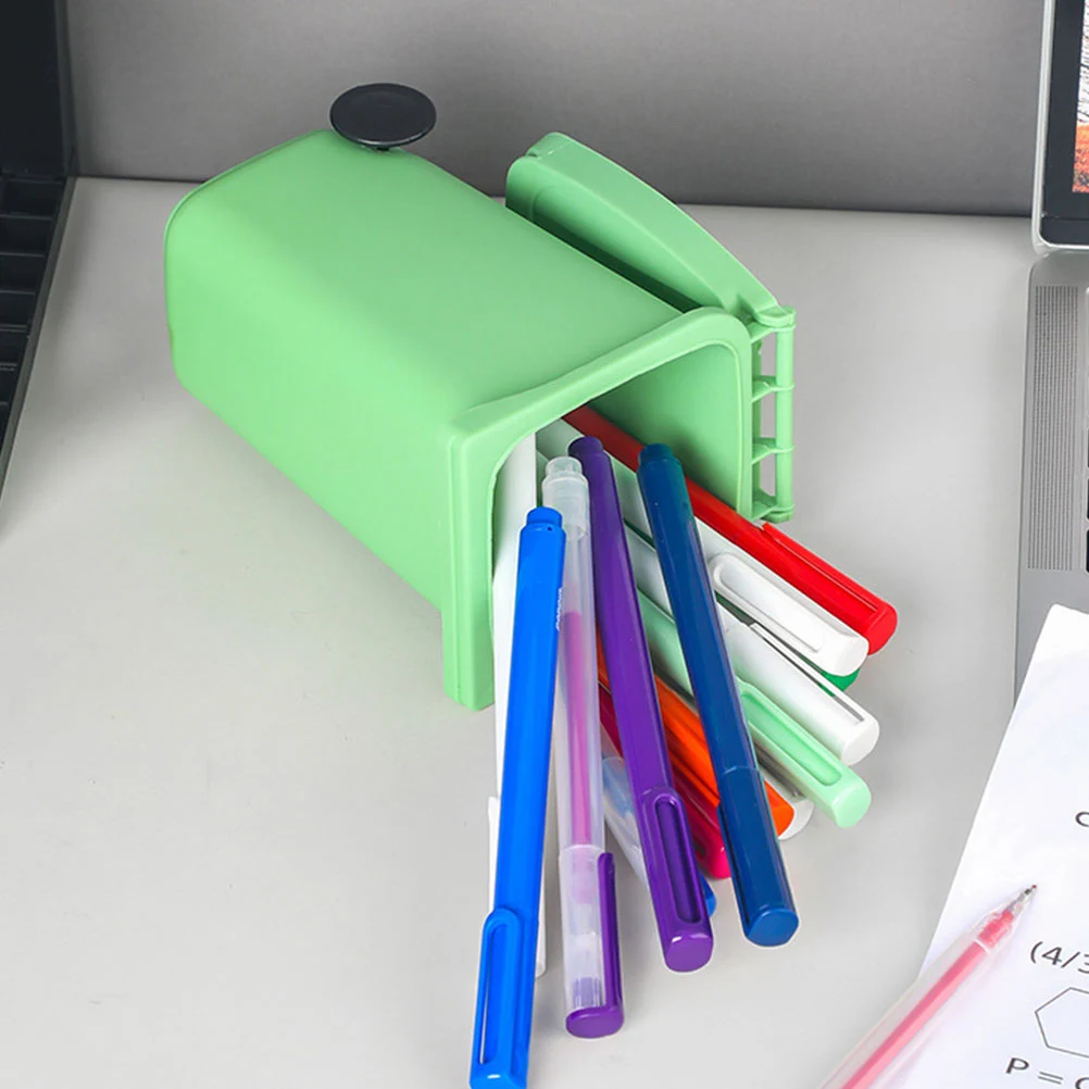 

3pcs Desktop Trash Can Mini Garbage Bin Multifunctional Pen Holder With Lid Lightweight Portable Waste Bucket For Home Office