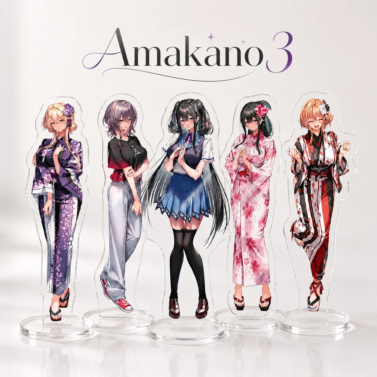 Amakano 3 Acrylic Stand Maid Uniform Girl Character Desktop Ornament Game Collectible Display Decor Gift Accessories Keychain