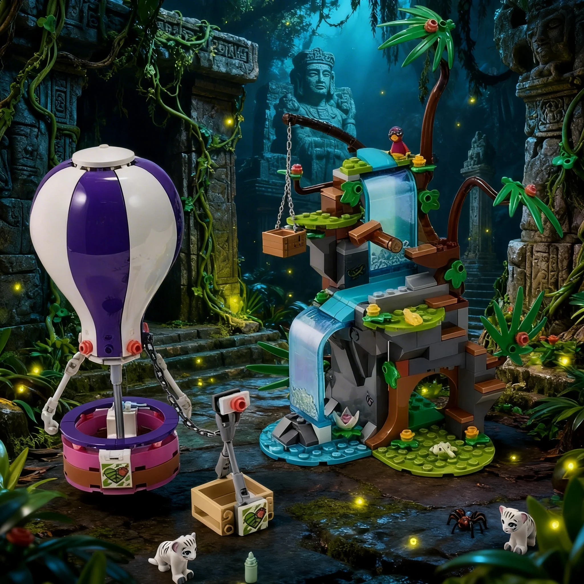 

2026 new hot air balloon jungle rescue women's assembly building blocks men's and women's toys Christmas day decoration building