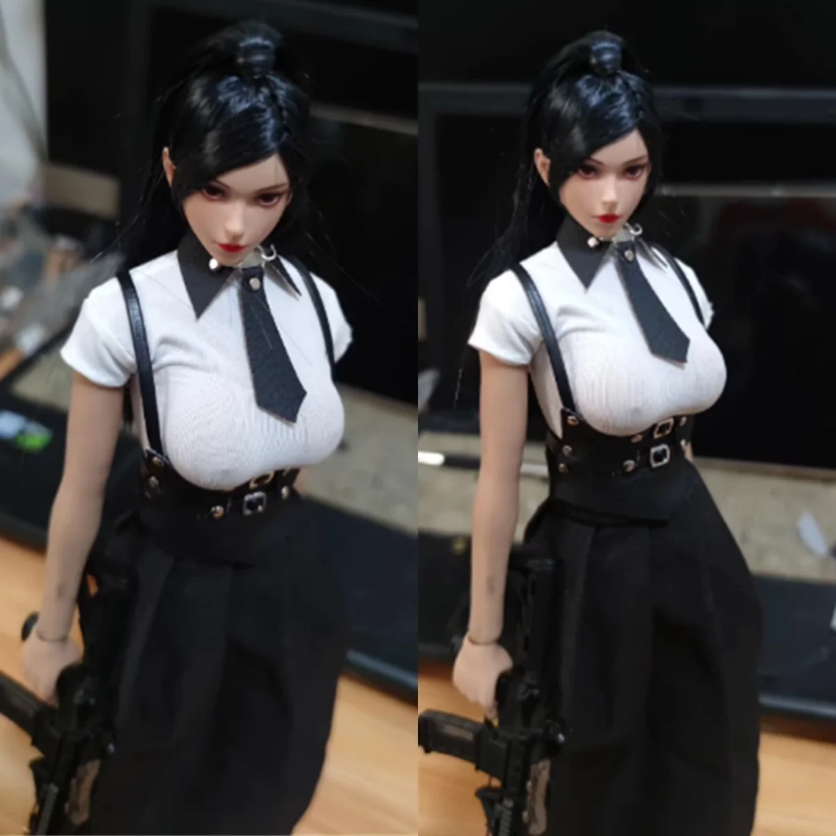 

1/6 весы Женский солдатский галстук Белый короткий Cheongsam слинг Длинное платье Пояс Комплект одежды для 12-дюймовой экшн-фигурки Модель игрушки DIY