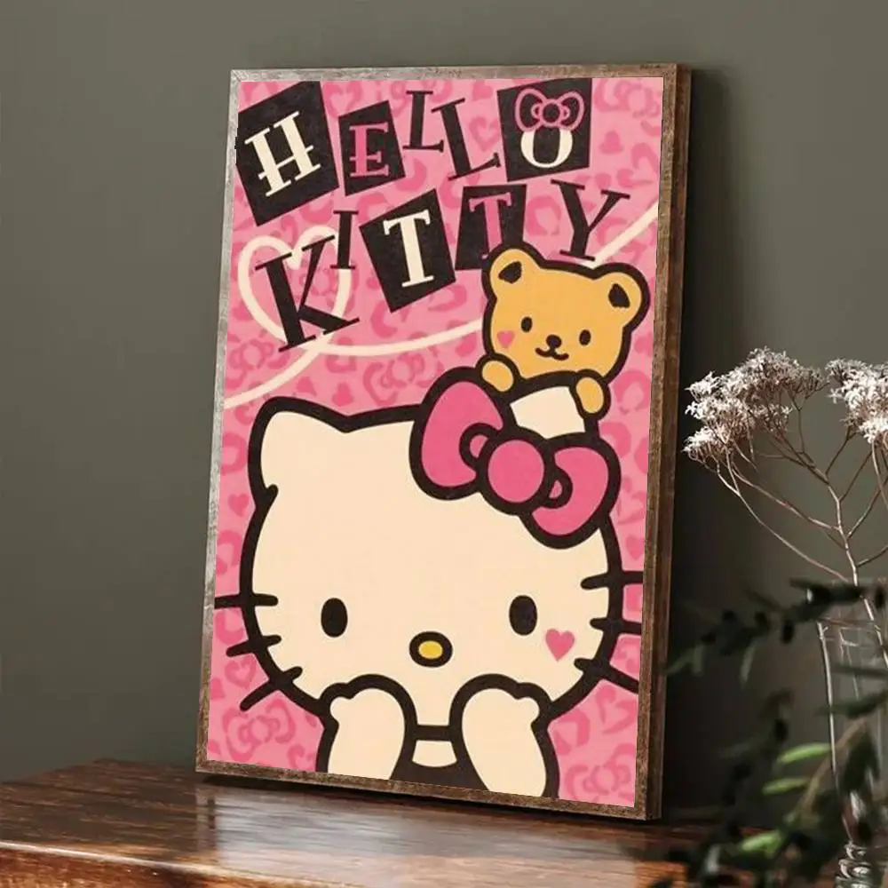 Hello Kitty 5D DIY Diamond Painting Retro Cartoon Diamond Art for Teen Girls Bedroom Wall Decor