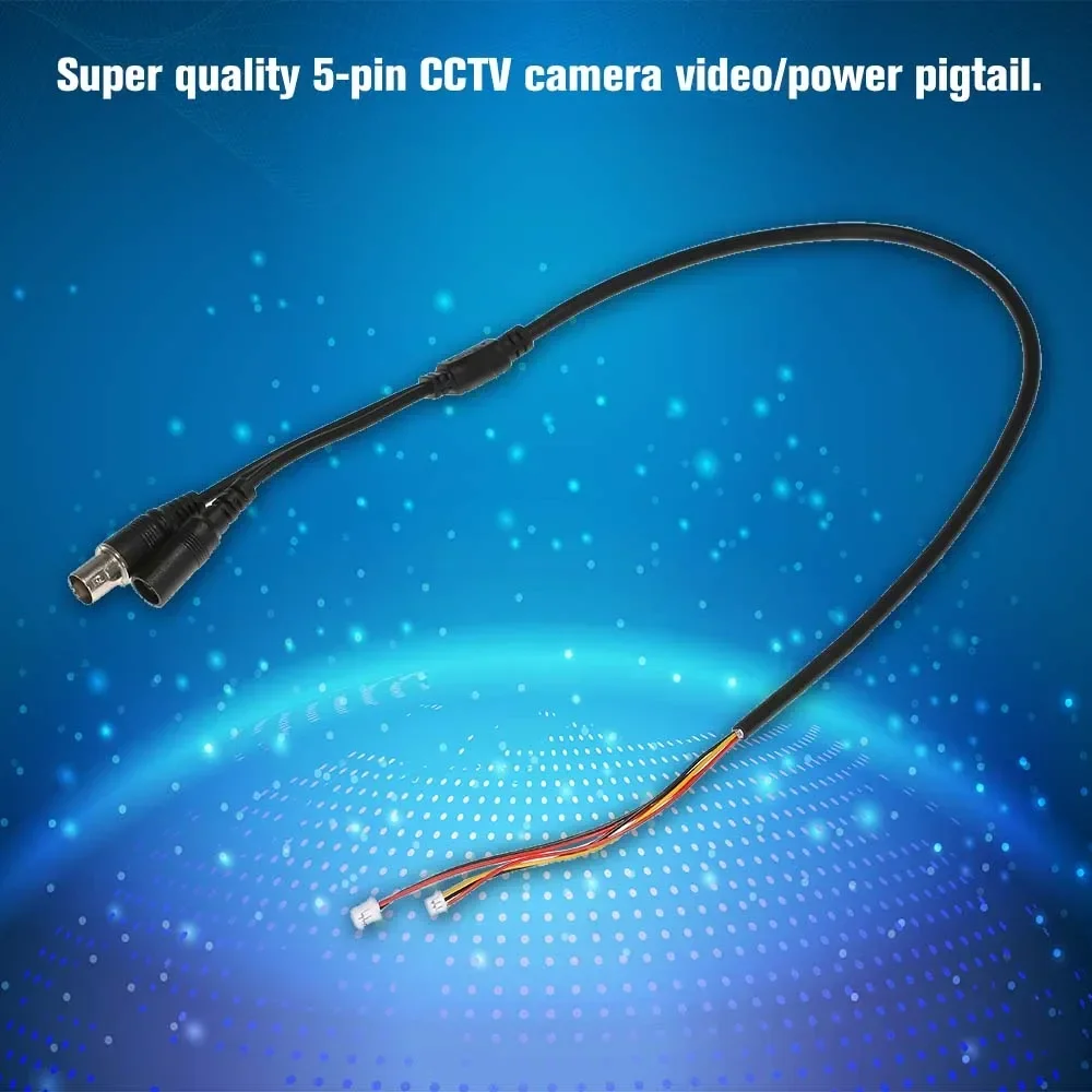 2/5PCS/Lot 60cm 5 Pin Analog BNC Video Cable Power Lead Wire F Video & DC Jack Female Cord for Analog CCTV Camera PCB Board