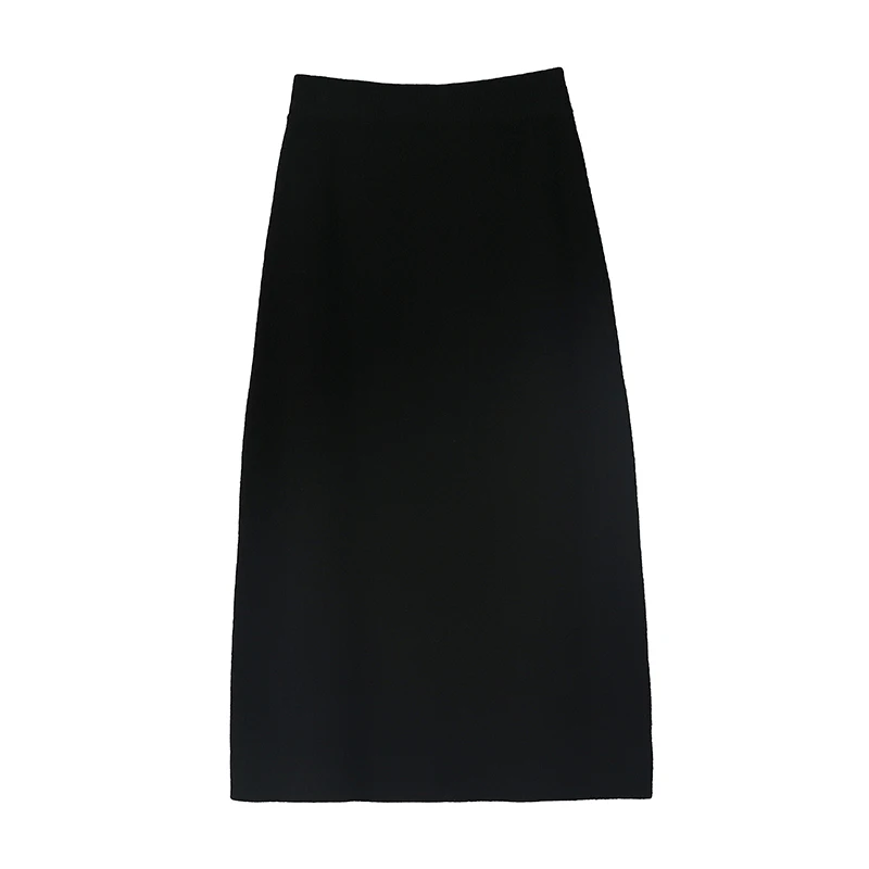 

Women's Wool Skirts Solid Elastic Waist 100% Merino Wool Knitwear A-line Grace Soft Casual Clothing Spring Autumn Winter Skirt
