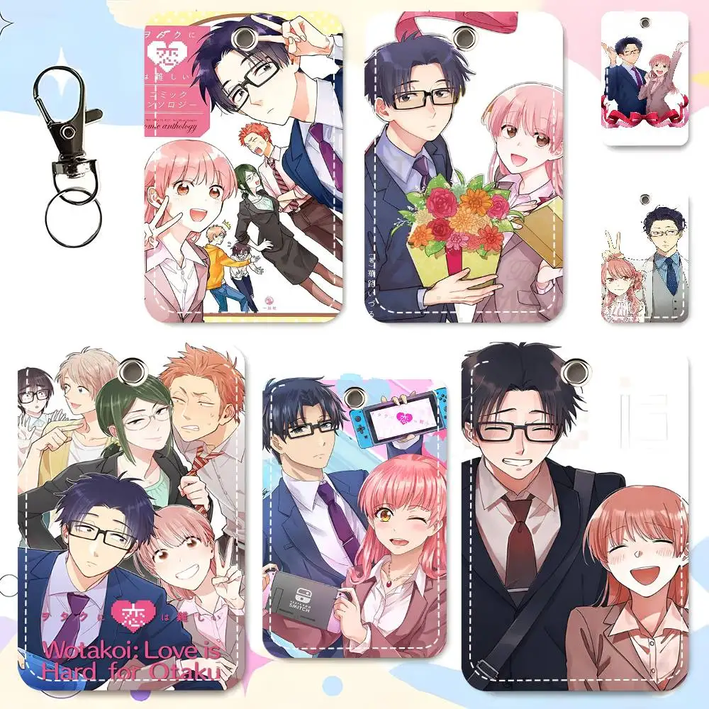 

1pc Anime Wotakoi Love Is Hard For Otak Card Case Keychain Access Card Bag Key Tag Ring Leather Card Holder Key Ring Access