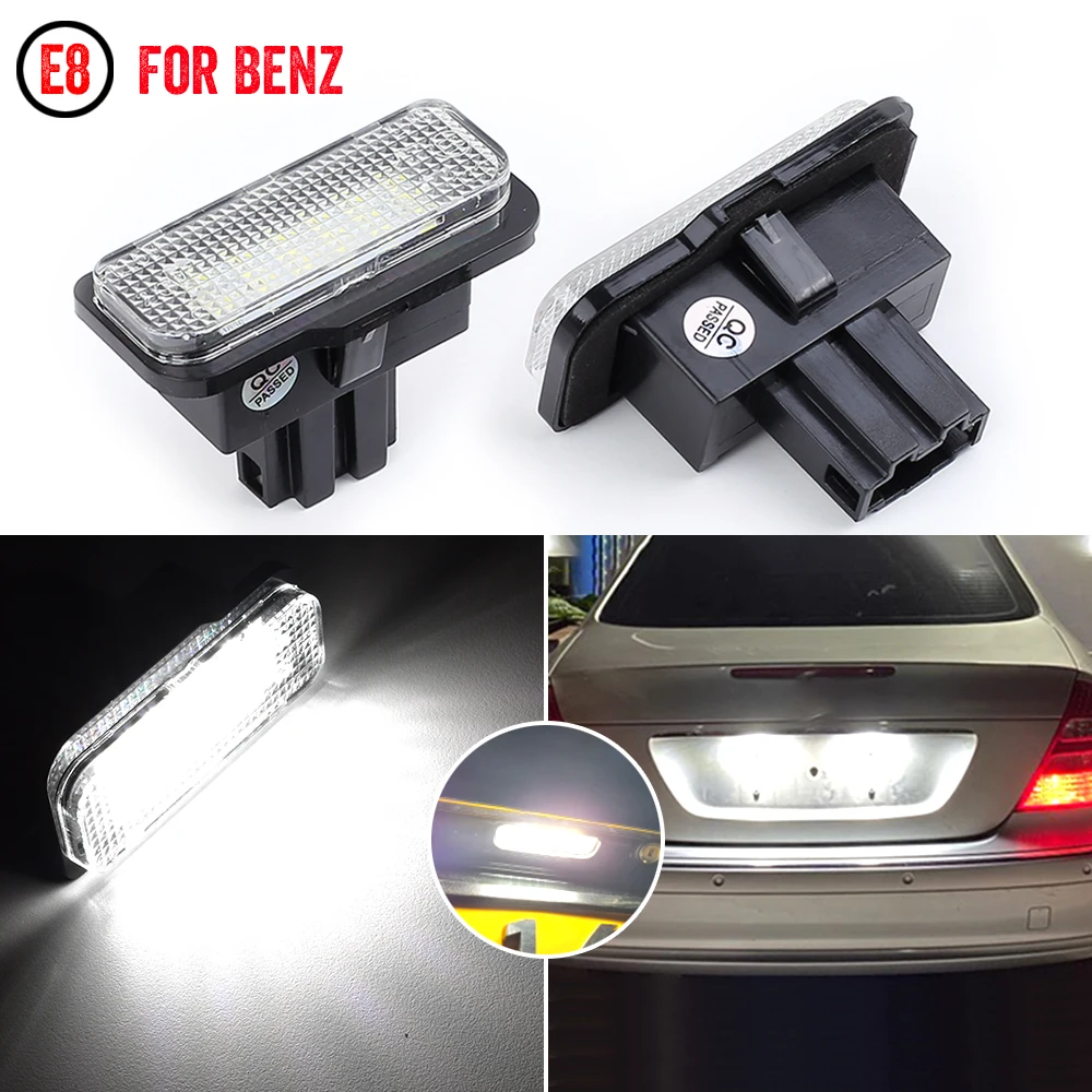 

2Pcs CanBus Error Free License Plate LED Light For Mercedes-Benz C E CLS SLK-Class S203 S211 5D W211 4D Door Number lamp white