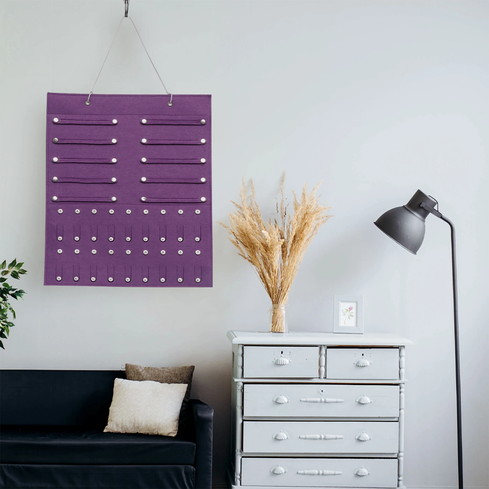 

Felt Jewelry Storage Bag Hanging ganizer Wall Decor Removable Strips Hair Accessories Holder Bright Color Girls Room Gift